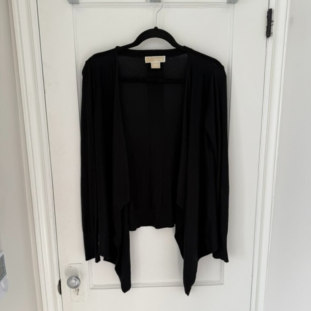 Michael Kors Black Silk & Cashmere Wrap Cardigan